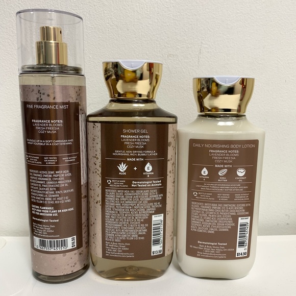 3PC Bath & Body Works Cozy Evening Body Care Set - Picture 2 of 2